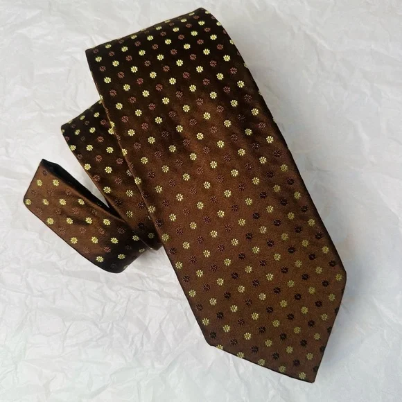 Brioni 100% Silk Neck Tie Hand Made in Italy brown printed - Picture 3 of 8